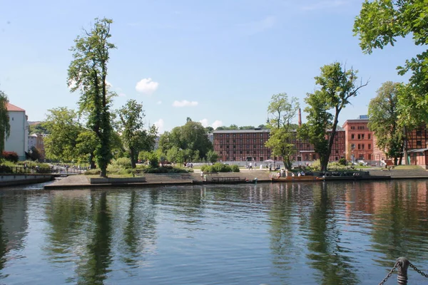 Vista Bydgoszcz Cidade Margens Diferentes Rio Byrda — Fotografia de Stock