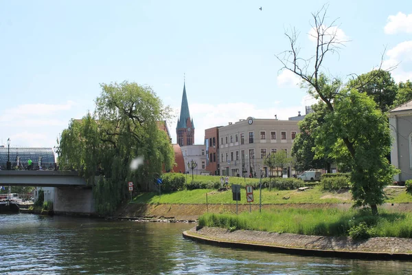 Vista Bydgoszcz Cidade Margens Diferentes Rio Byrda — Fotografia de Stock