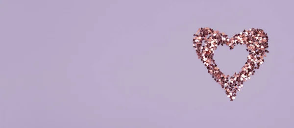 Srdce Tvaru Rámu Lesklých Flitrů Modrém Pozadí Slavnostní Textura Valentýna — Stock fotografie