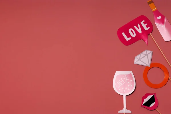 Партійні Аксесуари Рожевому Тлі Концепція Листівок Валентинів День Жінок День — стокове фото
