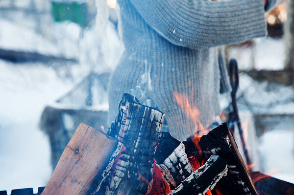 Fire wood and old axe. Renewable resource of a energy.