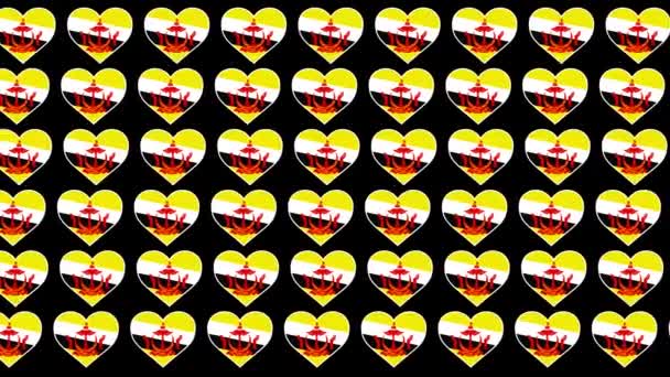 Brunei Pattern Love flag design background — Stock Video