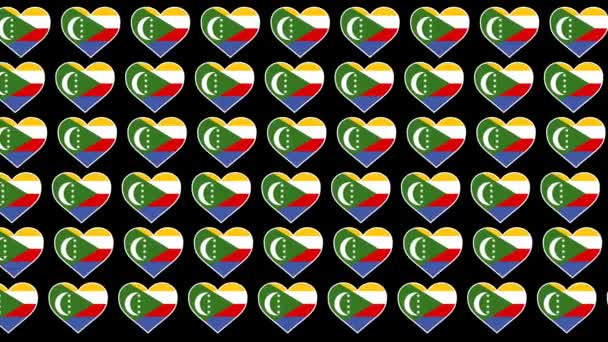 Patrón de Comoras Amor bandera de fondo de diseño — Vídeos de Stock