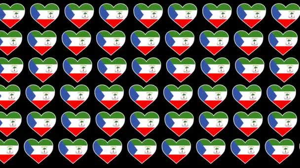 Ekvatorialguinea mönster kärlek flagga design bakgrund — Stockvideo