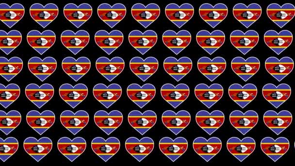 Eswatini mönster kärlek flagga design bakgrund — Stockvideo
