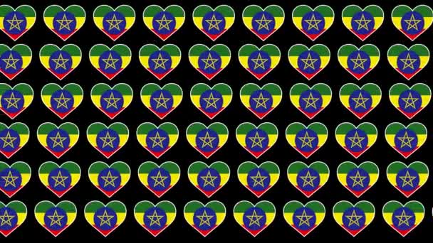 Ethiopië patroon liefde vlag ontwerp achtergrond — Stockvideo