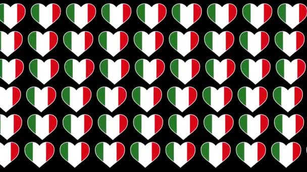 Itálie vzor láska vlajka design pozadí — Stock video