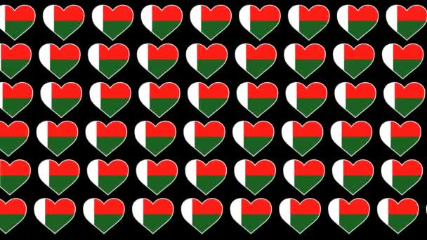 Madagascar Pattern Love flag design background — Stock Video