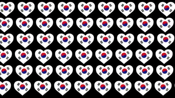 Corea del Sur Patrón Amor bandera diseño fondo — Vídeos de Stock