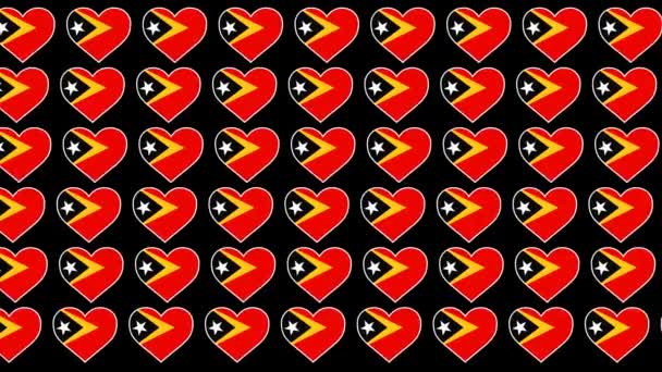 Östtimor - mönster kärlek flagga design bakgrund — Stockvideo