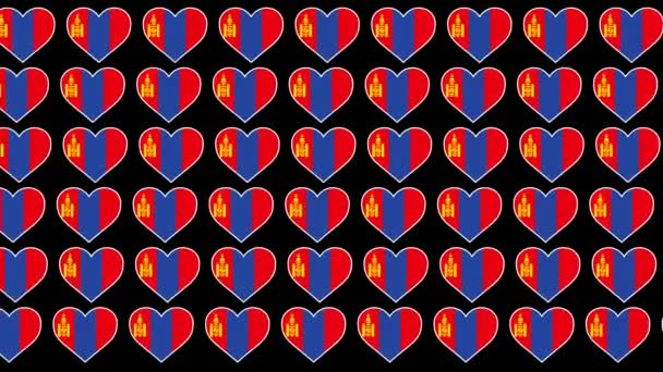 Wzór Mongolii Miłość flaga tło projektu — Wideo stockowe