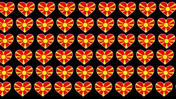 North Macedonia mönster kärlek flagga design bakgrund — Stockvideo