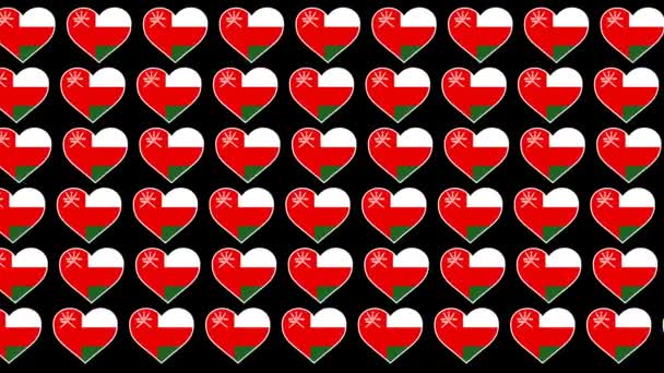 Omán Patrón Amor bandera diseño fondo — Vídeos de Stock