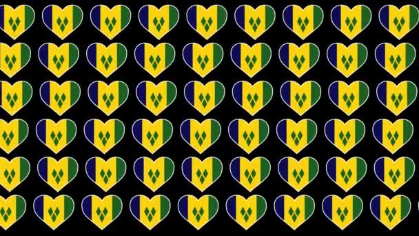 Saint Vincent e Grenadine Pattern Amore bandiera disegno sfondo — Video Stock
