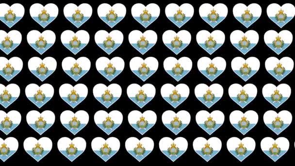 San Marino mönster kärlek flagga design bakgrund — Stockvideo