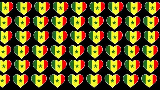 Senegal mönster kärlek flagga design bakgrund — Stockvideo
