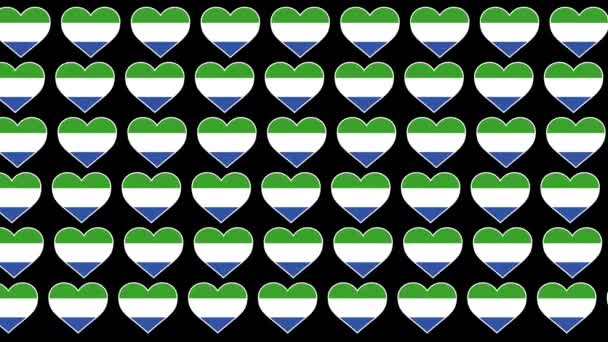 Serra Leoa Padrão Amor bandeira design fundo — Vídeo de Stock