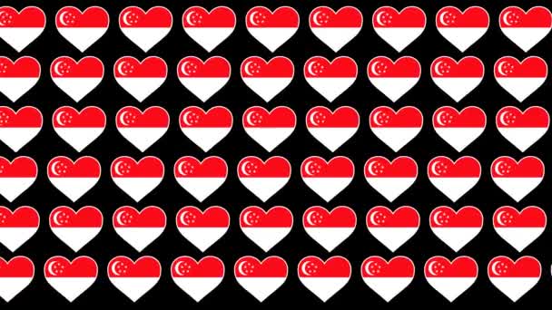 Singapur Patrón Amor bandera diseño fondo — Vídeos de Stock