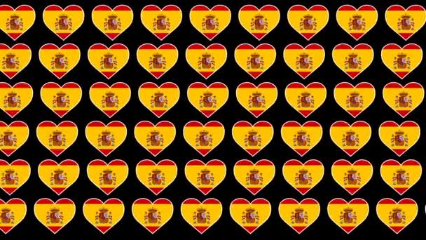 Spanien mönster kärlek flagga design bakgrund — Stockvideo