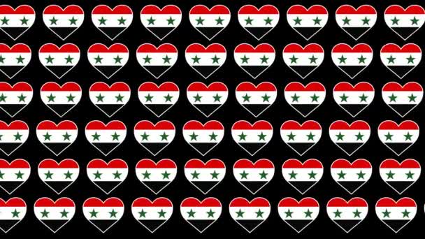 Syrien mönster kärlek flagga design bakgrund — Stockvideo