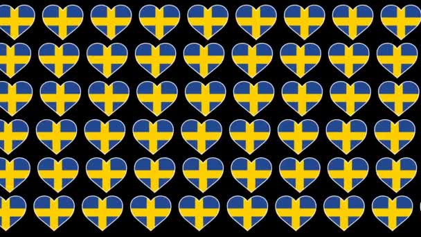 Sverige mönster kärlek flagga design bakgrund — Stockvideo