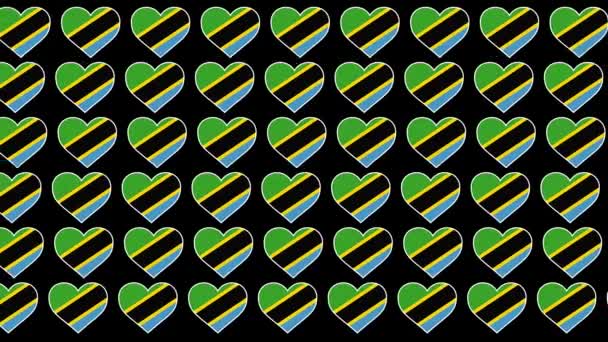 タンザニアパターン愛の旗のデザインの背景 — ストック動画