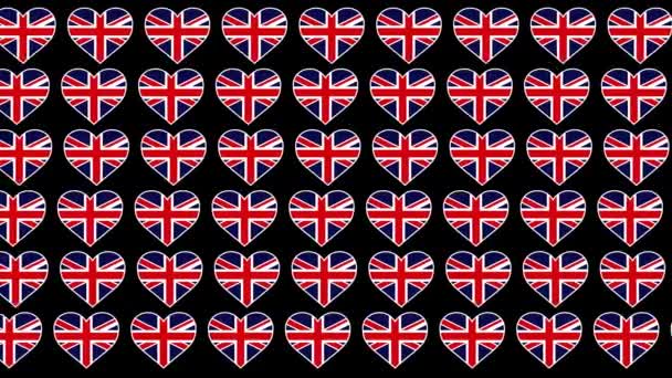 Storbritannien mönster kärlek flagga design bakgrund — Stockvideo