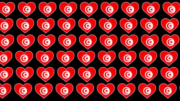 Tunisien mönster kärlek flagga design bakgrund — Stockvideo
