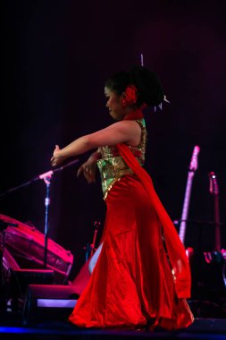 Yogyakarta, Endonezya, 3 Aralık 2025, Kembang Tanjung Geleneksel Dans Gösterisi Rafine Silah Tekniği ve Zarif Sahne Hareketi