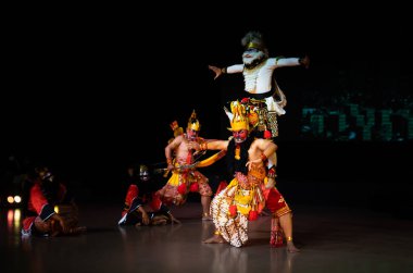 Rahwana, Wayang Wong Ramayana Dans Tiyatrosu, Yogyakarta, Endonezya 'da Hanoman' la Savaşıyor, 9 Nisan 2022