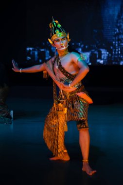 Wayang Wong Ramayana Dans Draması Rama Karakteri Dramatik Sahne Işığı, Yogyakarta, Endonezya, 9 Nisan 2022