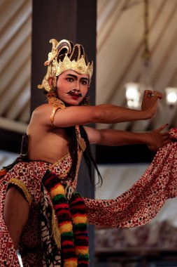Dasakendra in Wayang Wong Dance Mahabharata Alap Alapan Siti Sendari 'den Kraton Yogyakarta Sarayı, Yogyakarta, Endonezya, 7 Ekim 2023