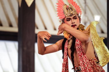 Wayang Wong 'daki Prabu Dasalengkara Kraton Yogyakarta' daki Mahabharata Dans Draması, Yogyakarta Şehri, Endonezya, 7 Ekim 2023