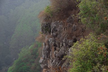 Engebeli dokusu ve Aşırı Tırmanma ve Macera Keşfi için Dikey Kaya Yüzü olan Kaya Duvarı