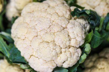 Taze Yeşil Yapraklı Karnabahar Kafa, Çiğ Organik Kembang Kol Sebze Manzarası Gastronomi İçindekiler ve Sağlıklı Besin Arkaplanı