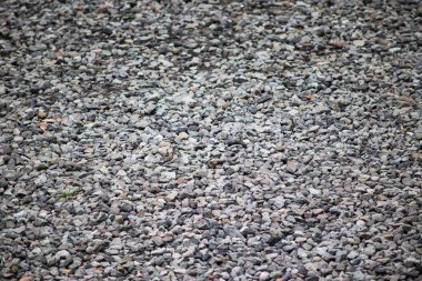 İnşaat Malzemeleri ve Açık Bahçe Kapağı Arkaplanı İçin Ezilmiş Gri Çakıl Taşı DokusuName