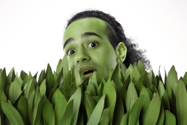 İnsan çim yeşil başı