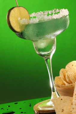 Margarita cocktail and chips clipart