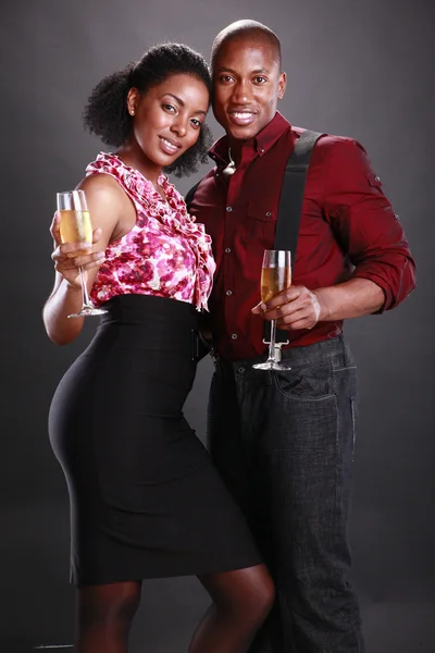 Couple with glasses of champagne — Stock Photo, Image