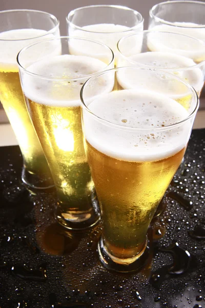 Beer in tall glasses — Stock Photo, Image