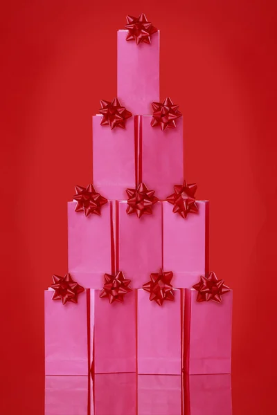 Christmas tree from gift paper bags — Stock Photo, Image