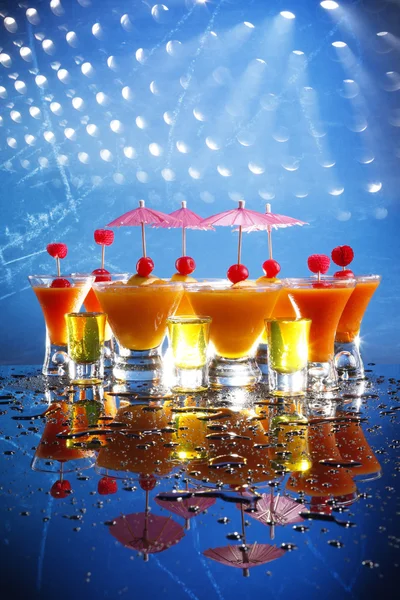 Fruit daiquiri and shooters — Stock Photo, Image