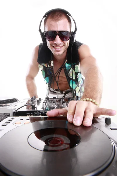 Uomo che suona DJ set — Foto Stock