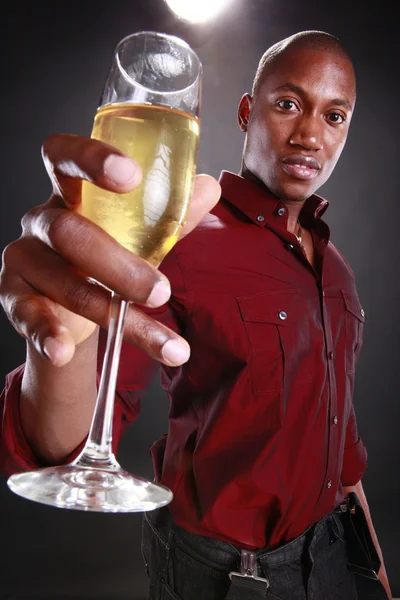 Man with glass of champagne — Stock Photo, Image