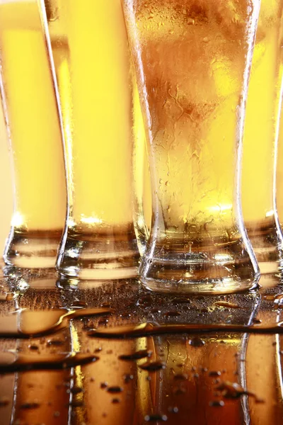 Beer in tall glasses — Stock Photo, Image