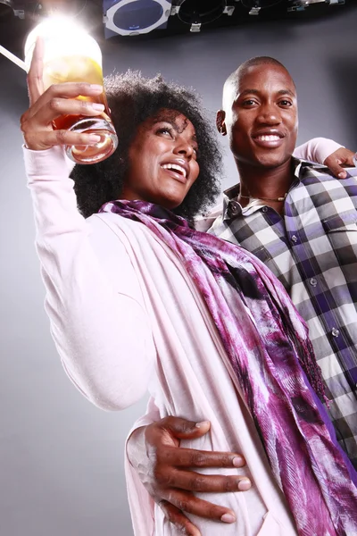 African American couple with Ice tea — Stock Photo, Image