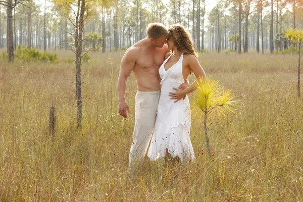 Amor pareja en salvaje hierba —  Fotos de Stock