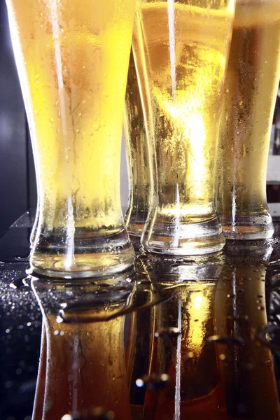 Beer in tall glasses — Stock Photo, Image