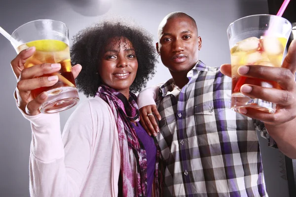 African American couple with Ice tea — Stock Photo, Image