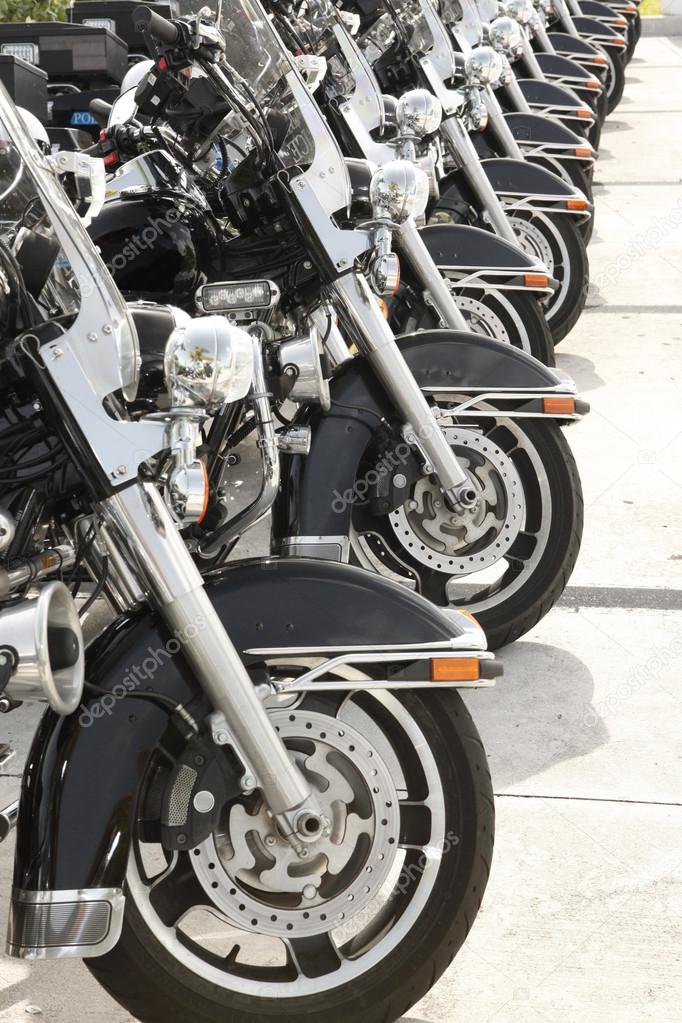 Law enforcement motorcycles ready to ride